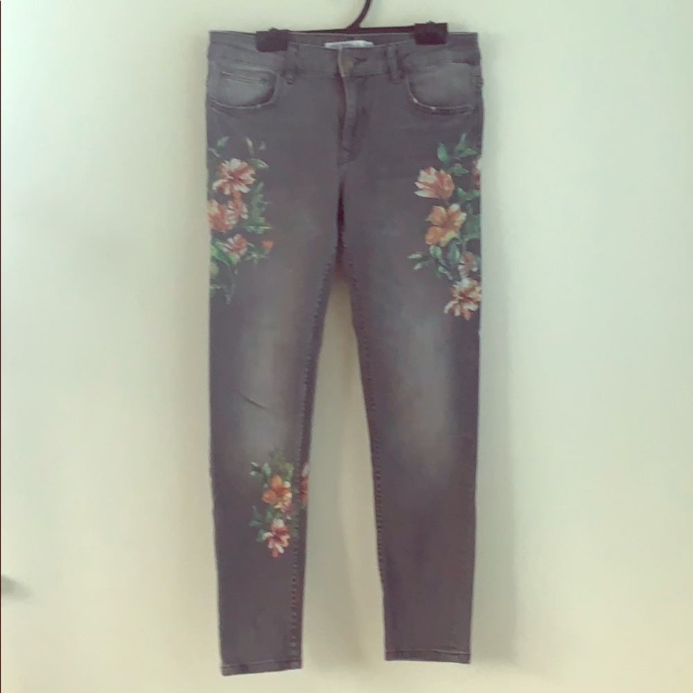 Zara Stretch Skinny Painted Jeans